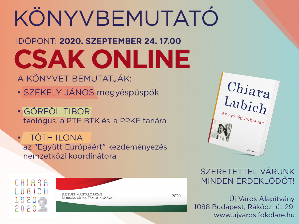 Online könyvbemutató – Chiara Lubich centenárium keretében online-konyvbemutato-chiara-lubich-centenarium-kereteben